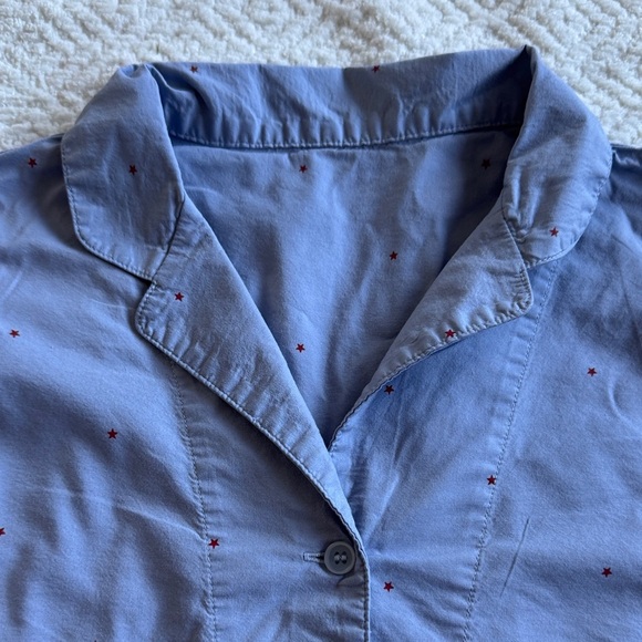 Sanrio Blue Button Down Shirt Hello Kitty Embroidery Size L - Picture 3 of 6